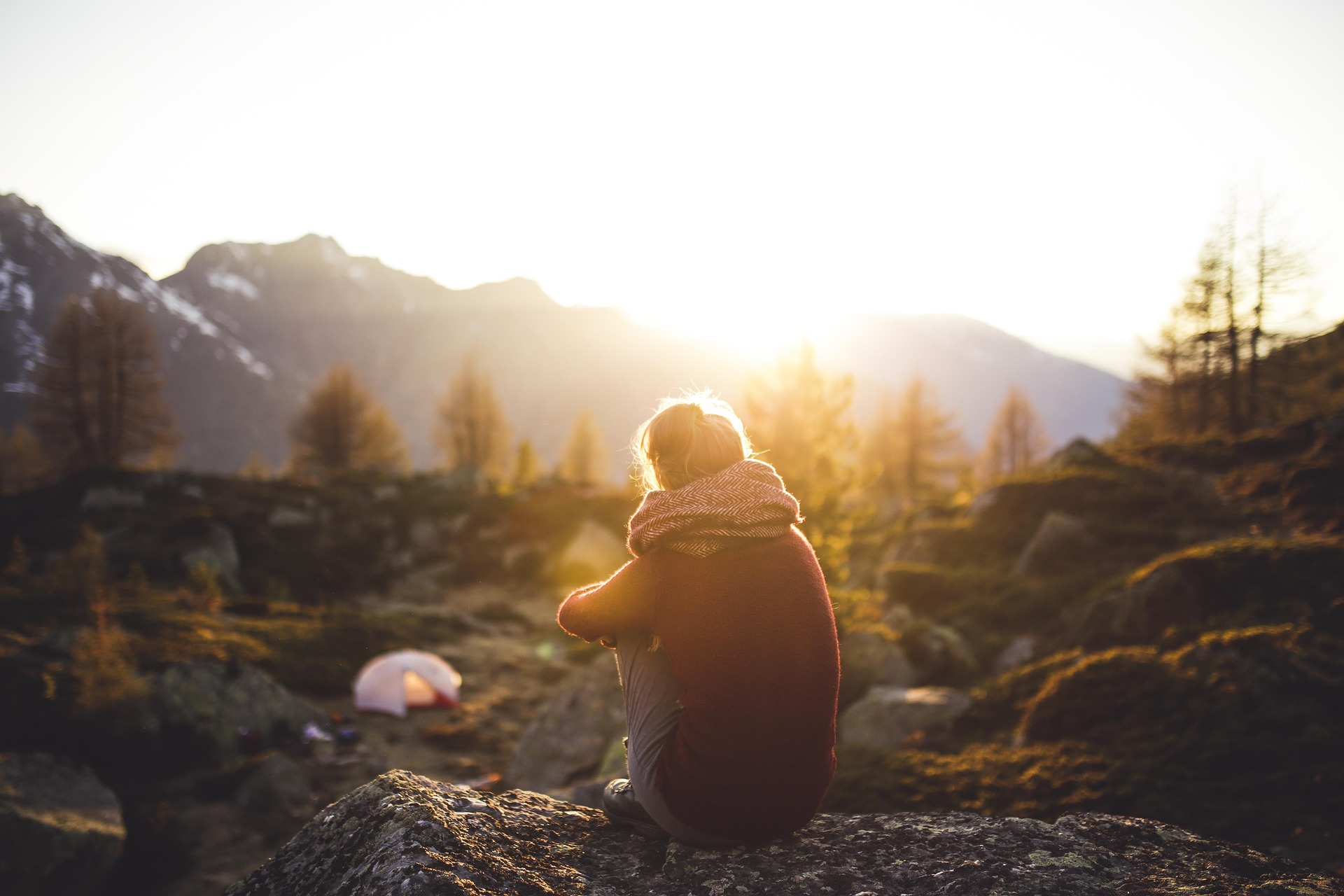 woman camping