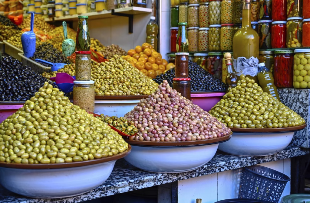 olives in the souk in marrakesh