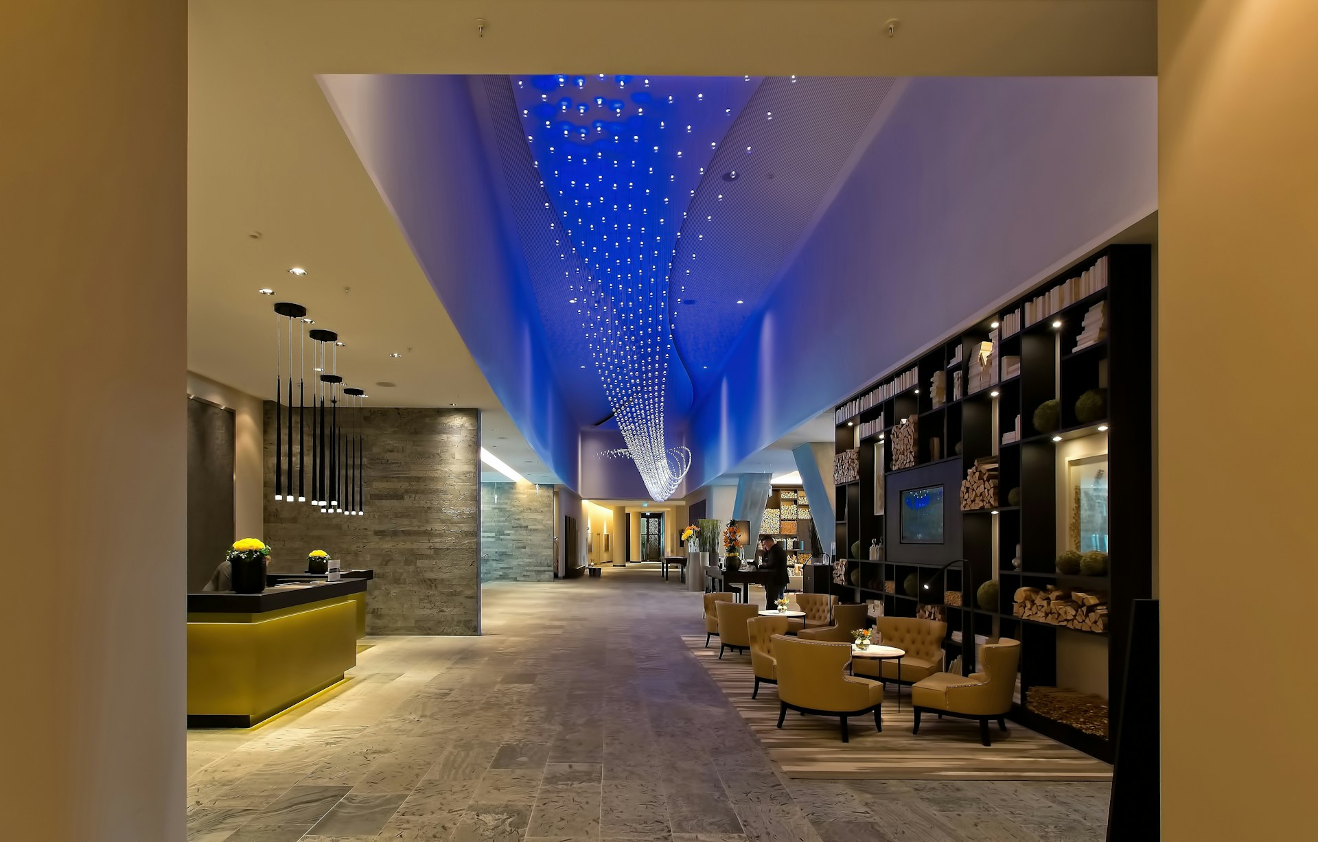 boutique hotel reception desk and bar